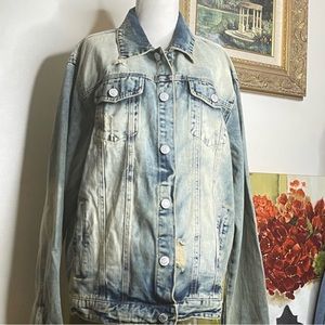 Unisex Jean Jacket Lion Face On Back